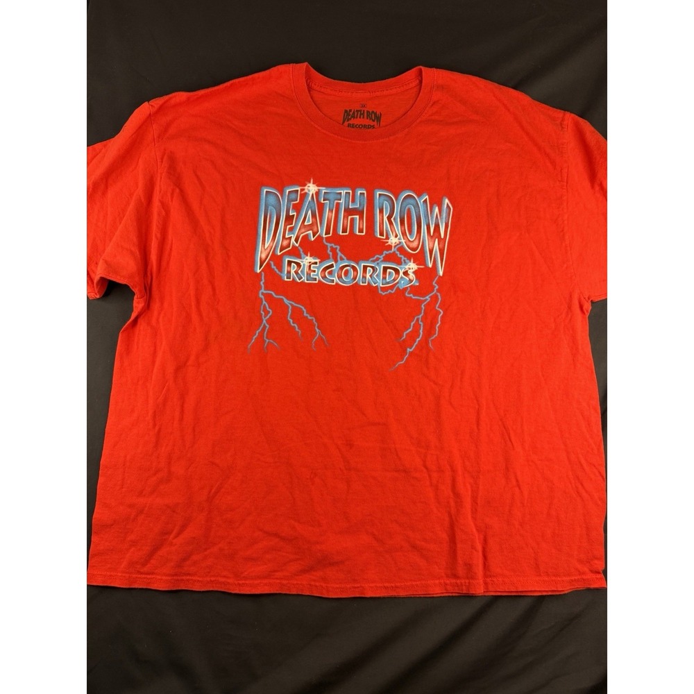 Death Row Records Graphic T-Shirt Red Blue Lightning Bolt Rap Hip Hop Tee, 3XL